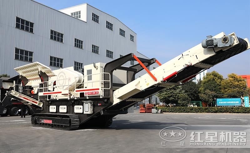 履帶移動式小型石頭破碎機，環(huán)保安全