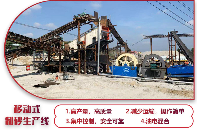 移動式制砂生產線，高產效能高，科技先進，油電混合